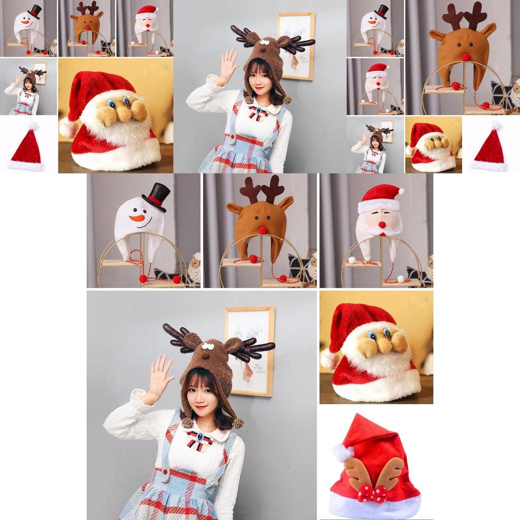 Creative Christmas Hat Featuring Cartoon Santa Snowman And Reindeer For Kids And Adults