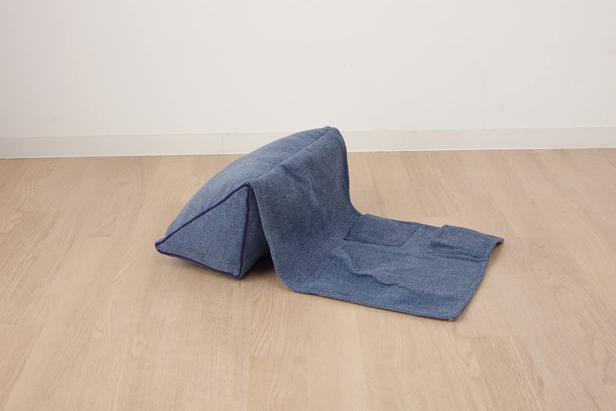 

IKEHIKO Style Triangular Storage Cushion, Approx. 20 x 20 x 40cm, Navy, Made in Japan, Simple Design, Sofa Backrest, Pocket #9350979