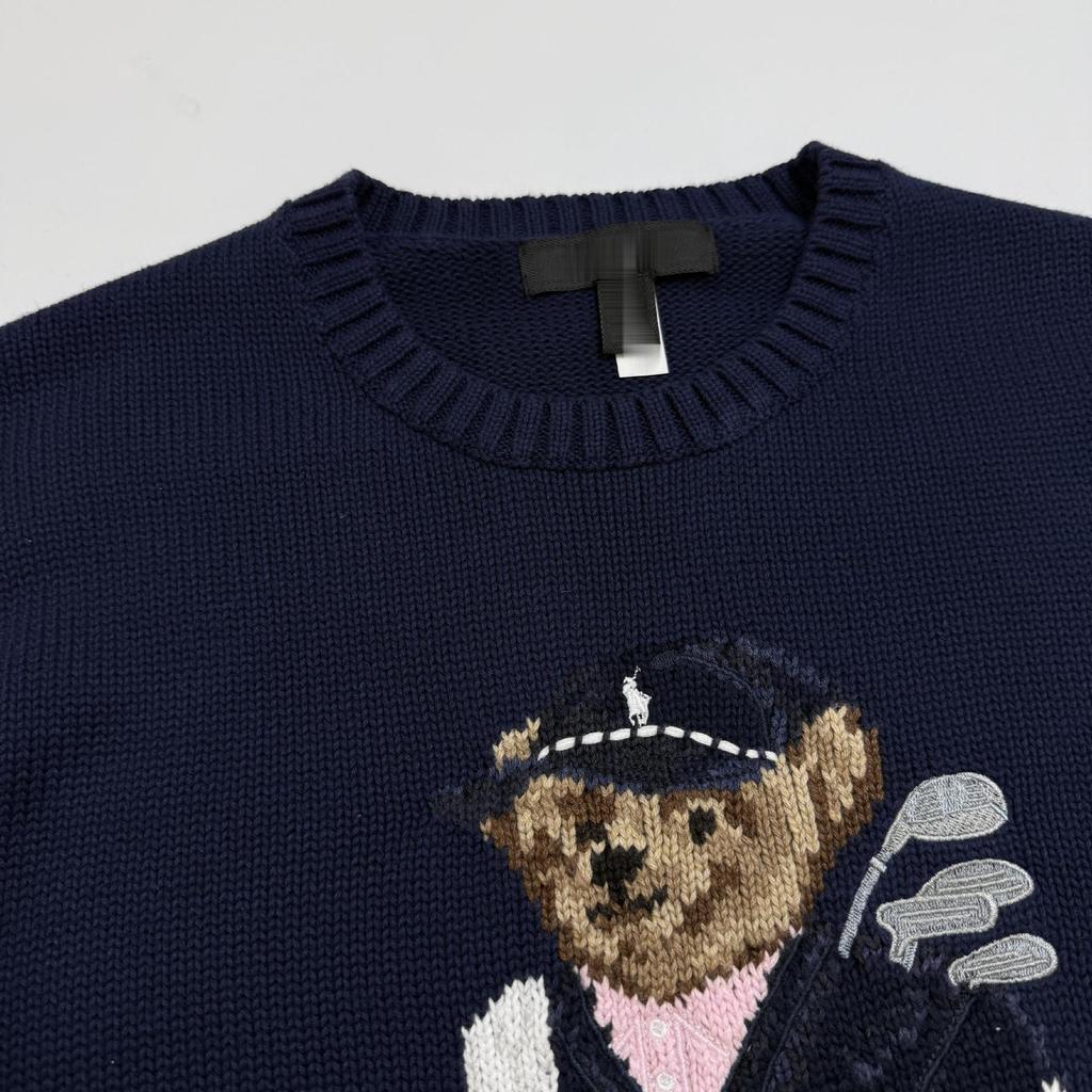 Little Bear Autumn/Winter Men's Pure Cotton Embroidered Round Neck Sweater