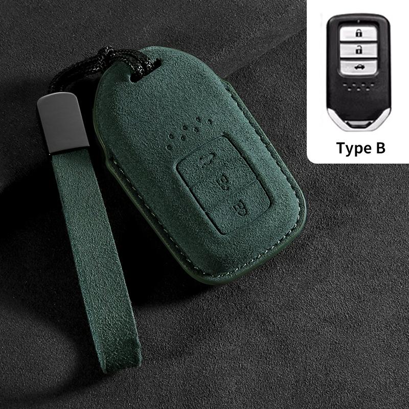 Suede Car Key Case Cover Shell Fob For For Honda Fit Lucky Vezel City Civic Jazz Brv Br-V Hrv Hr-V Freed Car Smart Key Bag
