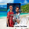 Custom Name Global Soccer Stars Microfiber Beach Towel Super Soft & Absorbent for Bath, Beach, Travel  Bath Time Accessory, Fan gifts
