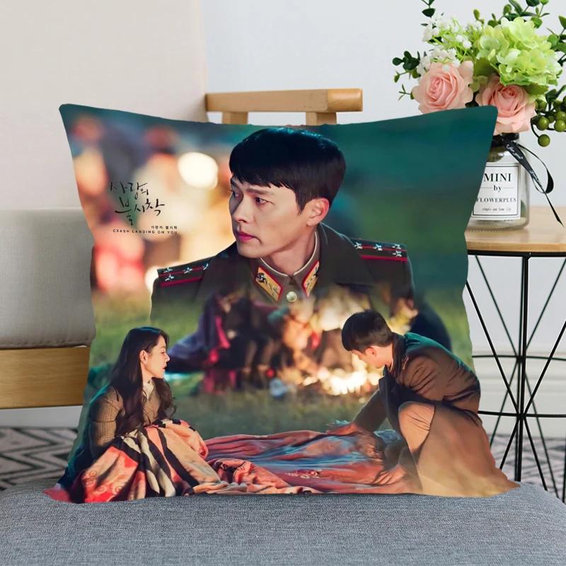 45x45cm Crash Landing On You Hyun Bin Pillowcase Bedroom Home Decorative Pillow Cover Square Zipper Pillow Cases Satin Fabric
