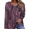 Spring Autumn Fashion Comfortable Soft V-neck Long Sleeve T-shirt Creative Geometric Figure Loose Casual Women Versatile 3D Printed T-shirt