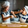 Embossed Wooden Rolling Pin with Christmas Deer Pattern, Cute Engraved Cookie Baking Tool for DIY Cookies