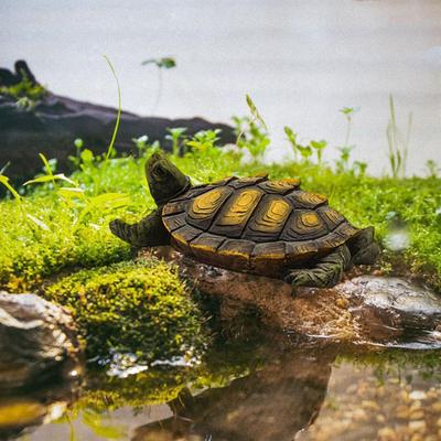 Schildkrötenstatue Außenbereich Harzfigur Wetterfest Lebensechte Tierskulptur Teichdeko