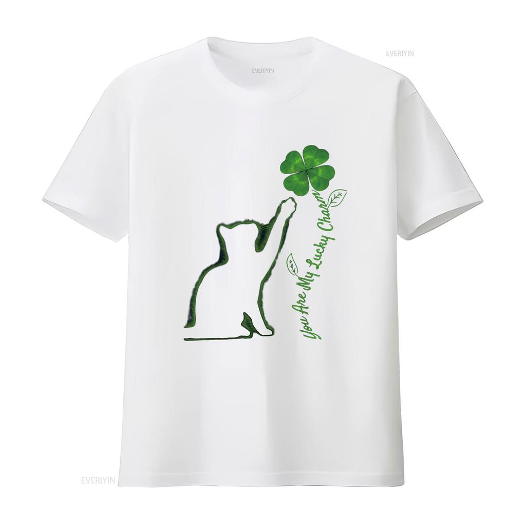 St Patricks Day Cat You Are My Lucky Charm Shamrock Clover T Shirt Vintage Washed Designer Clothes Stylish Casual Breathable