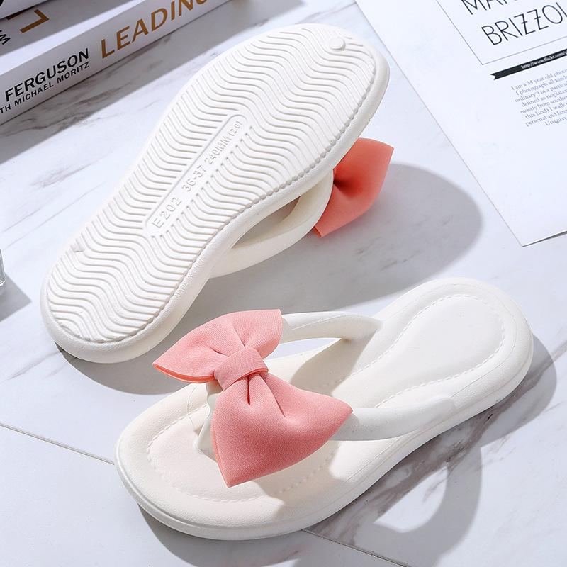 Fashion Bow Tie Slippers for Women, Sweet Bow Tie Flip Flops, Outdoor EVA, Non-Slip Beach Shoes, Comfortable Sandals, Summer Fashion
