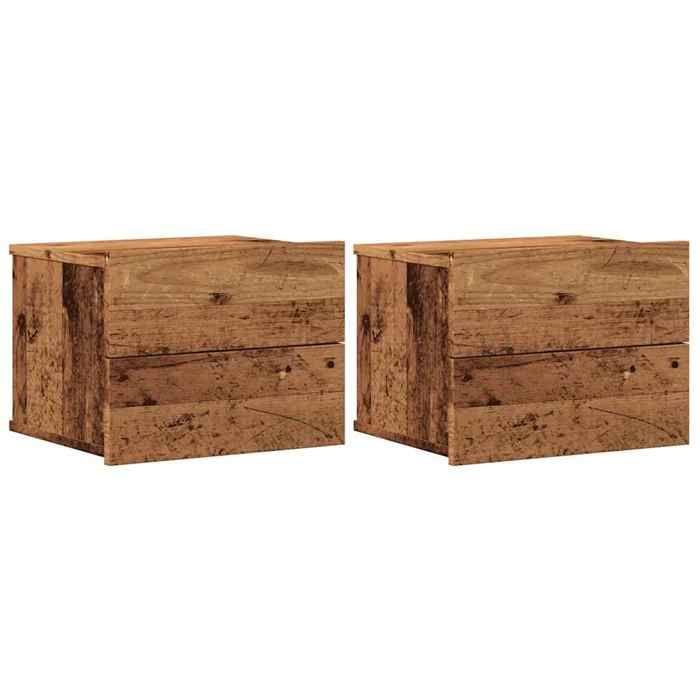 VidaXL Wall-mounted Bedside Tables 2 Pcs Old Wood 40x32x30 Cm, Floating Bedside Cabinet, Hanging Bedside Cabinet, 855945