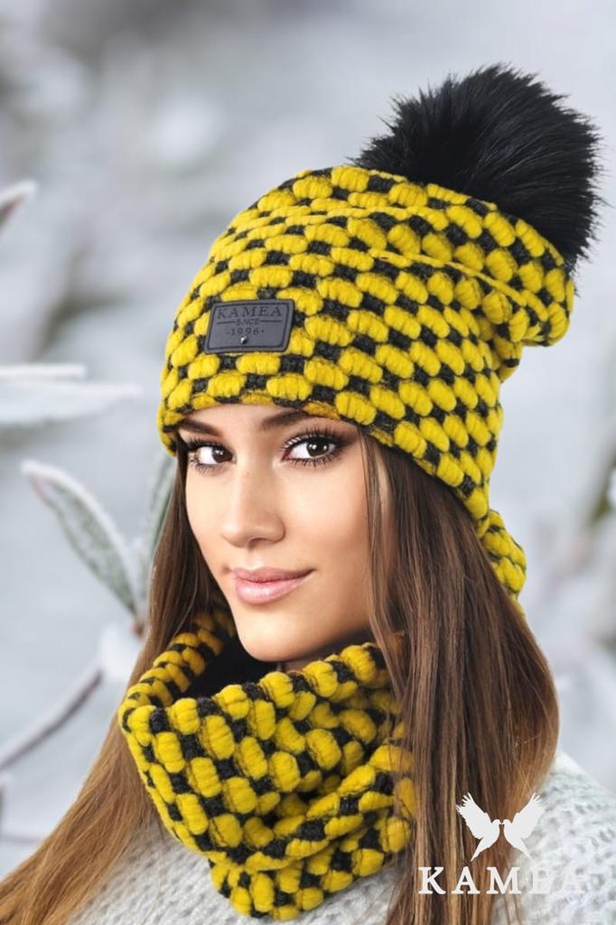 Imelda Winter Fleece Set with Hat and Neck Warmer, Honey Color