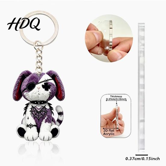 Sammler-Tier-Schlüsselanhänger 12 Stück Halloween Gotische Katze Acryl-Set, Gruseliger Hase Schlüsselanhänger Tasche Anhänger Zubehör Ring, Rucksack Zubehör,