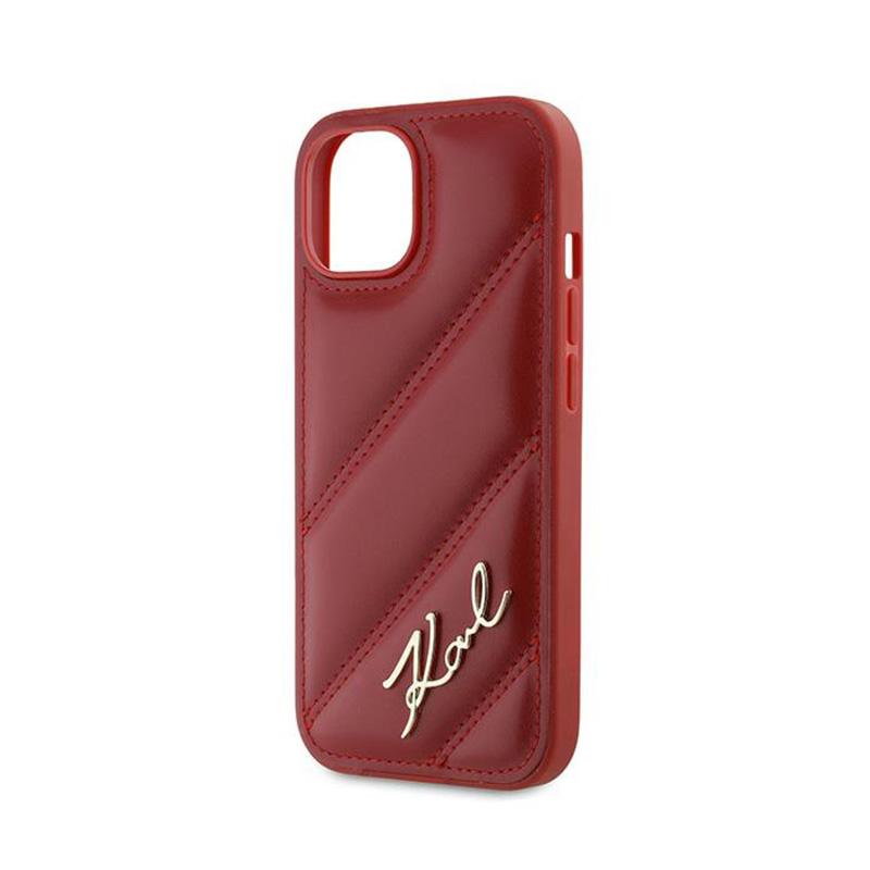 Karl Lagerfeld Diagonal Quilted Script - Etui Iphone 15 / 14 / 13 (Czerwony)