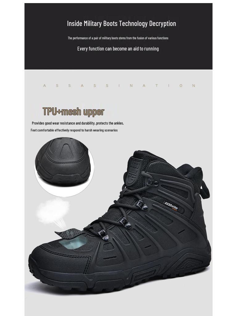All-Season Tactical Combat Boots: Wear-Resistant, Breathable, Mid-Top Desert Boots for Outdoor Hiking and Training