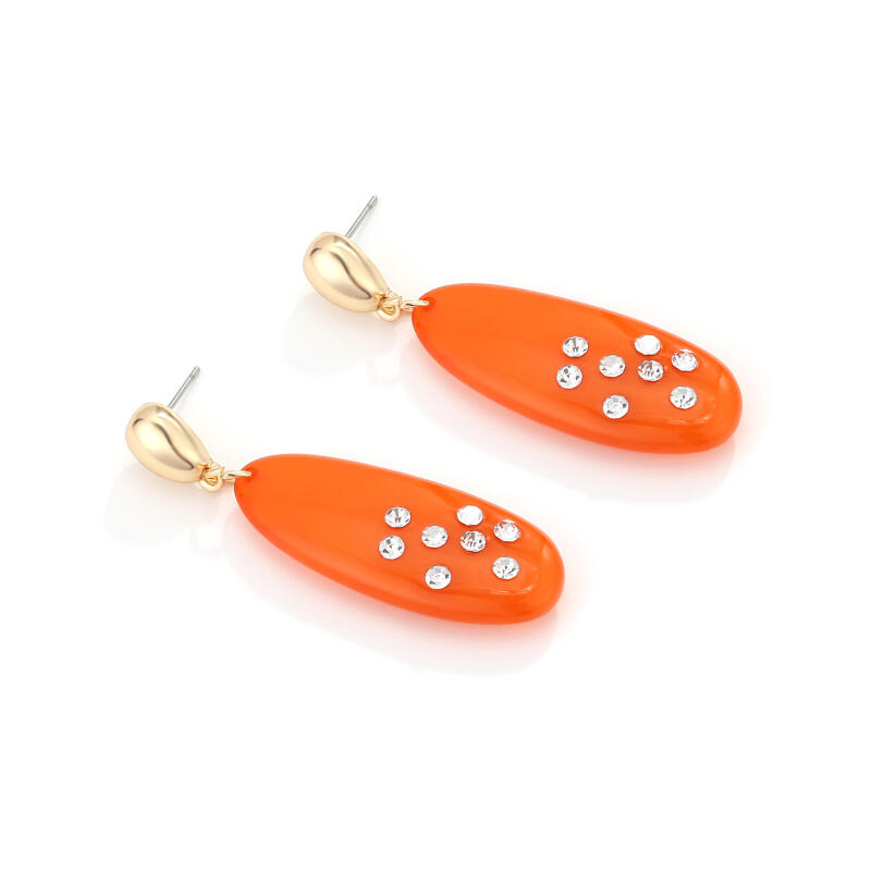 Exaggerated Long Oval Resin Dangle Earrings for Women Ladies Vintage Rhinestone Colored Water Droplet Earrings Jewelry Wholesale