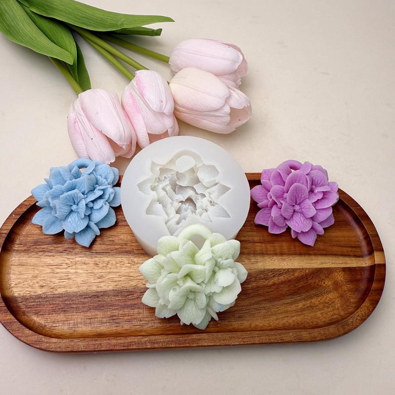 Hydrangea Flower Silicone Mold Diy Aromatherapy Candle Gypsum Resin Clay Mold Kitchen Baking Cake Decoration Flower Mold