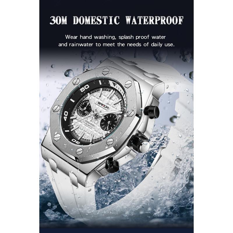 SANDA New Luminous Men's Quartz Watch Nails, Wodoodporne trendy Męskie zegarki kwarcowe