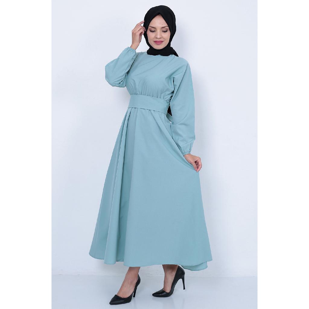 Rochie Neagra Hijab De Sezon Cu Talie Si Curea Elastica