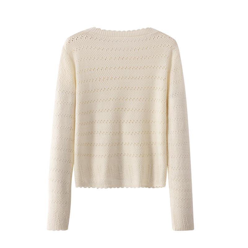 Sanpowa Women's Hollow Knit Long Sleeve Pullover