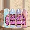 1PC It Is Well With My Soul Retro Lettering Art 750ml Color Plastic Sports Water Bottle Leakproof Flip Straw Lid Suitable for Sports Office Home Use