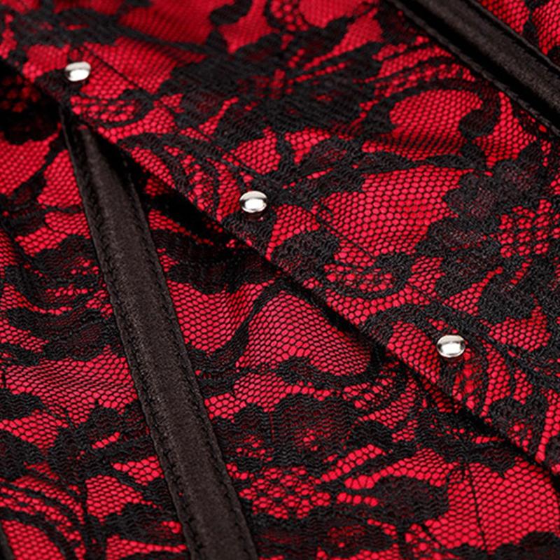 Korsett mit entbeinter Taille, sexy Korsett für Damen mit Schnürung, Taillenkorsett mit entbeinter Taille, Blumenmuster, Brokat-Überbrustkorsett für Damen, Abnehmen
