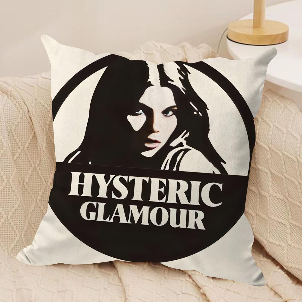 H-Hysterics Glamour Girl Cushion Cover Silky Short Plush Invisible Zipper Dustproof Sofa Pillow Case For Home Decor