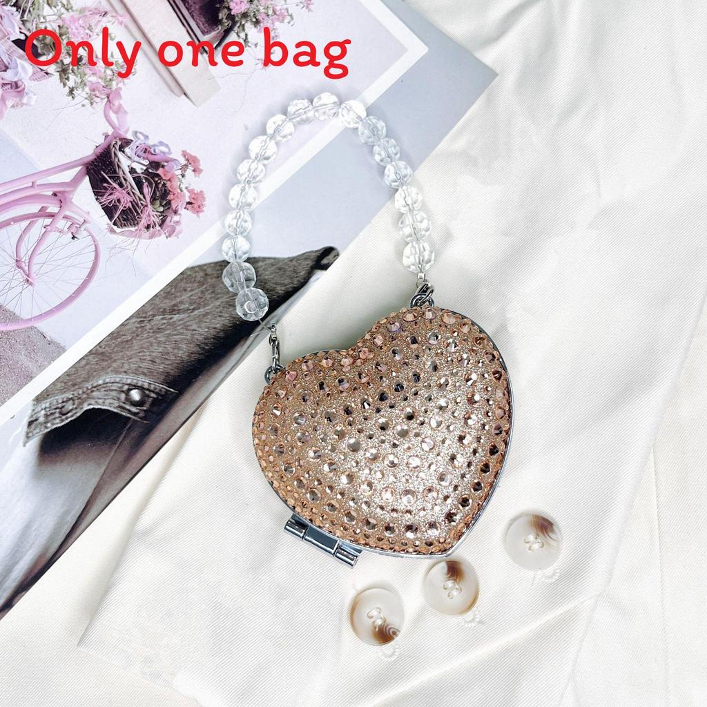Acrylic Mini Heartshaped Box Bag With Sparkling Crystals And Magnetic Closure For Daily Use