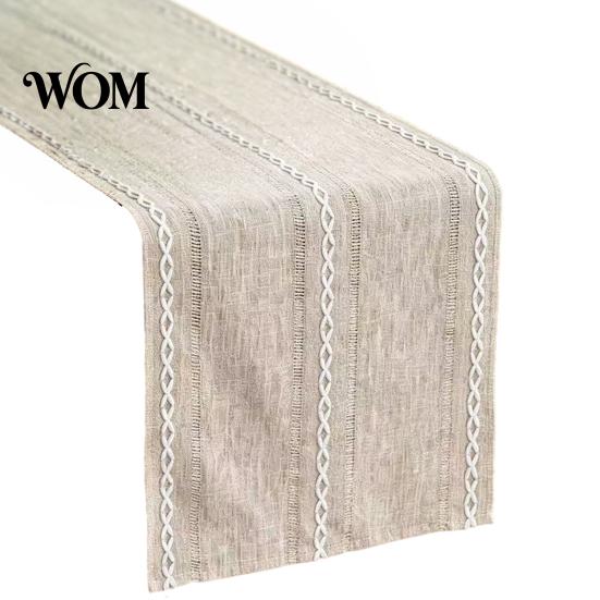 Camino de Mesa Versátil Algodón Lino para Mesa de Comedor, Minimalista Nórdico Escritorio Largo Línea Geométrica Cocina Café Té Decoración Natural Rústica para el Hogar