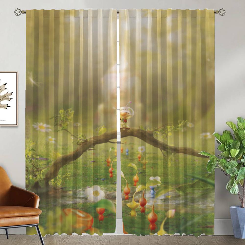 

PIKMIN Modern Living Room Curtains 2 Pieces Home Interior Curtains for Camera Window Curtain Shades Partition Tulle for Bedroom W50xH70cmx2pcs-CL