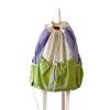 Outdoor hiking, drawstring drawstring drawstring, color blocking, casual outing, lightweight backpack, high aesthetics badmint