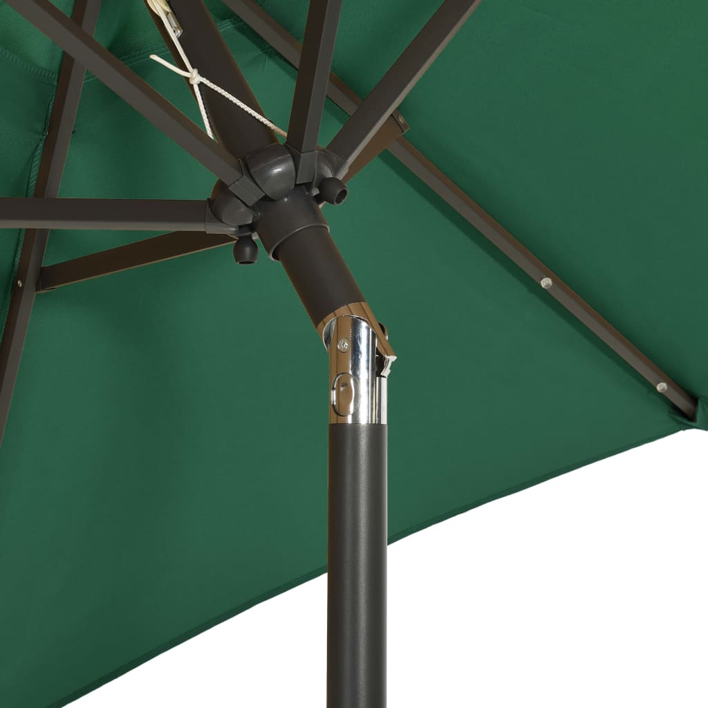 LED Illuminated Sun Umbrella Green 200 X 211 Cm Aluminum Frame