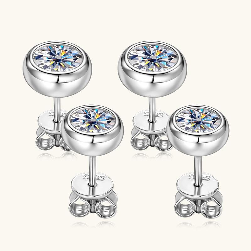 Silvere Glam Bestseller Runde Moissanit Ohrstecker, Bubble Paar Stil S925 Silber Ohrringe