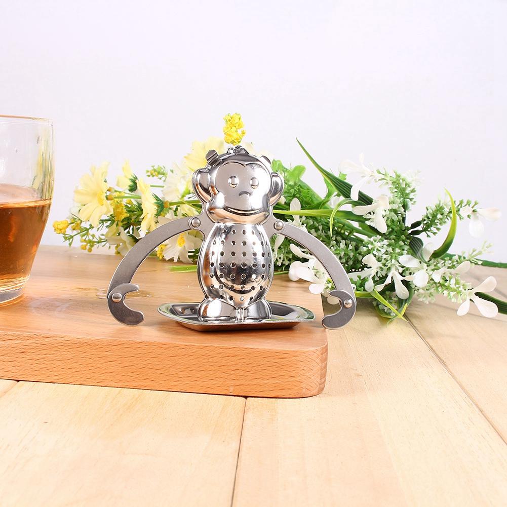 Roztomilý nerezový kuličkový sítko na sypaný čaj, filtr, difuzér, bylinné koření, opička