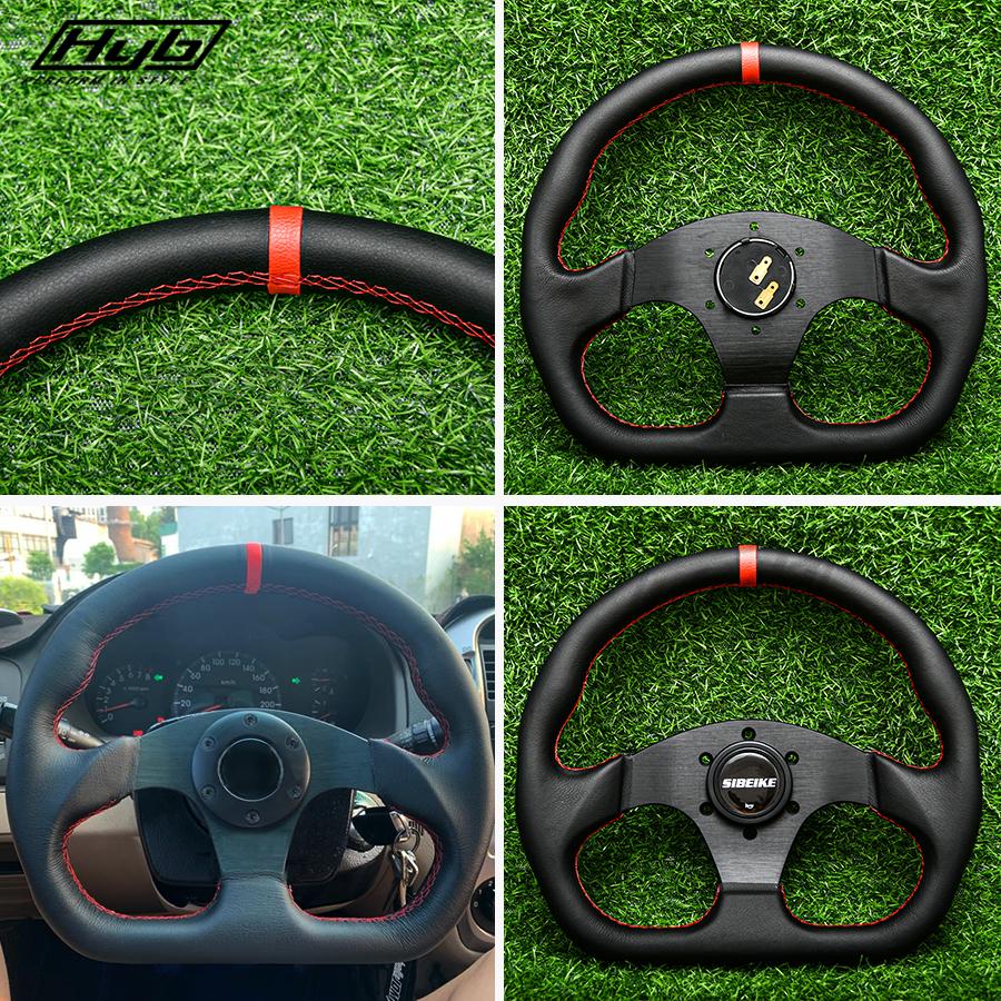 320mm D Shape Sports Steering Wheel Black Leather Universal 13Inch Racing Gaming JDM Steering Wheel