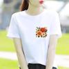 Bottom Shirt Ins Sweet Simple Flowers Round Neck Wear FeUnisex Print Fashion Internet Celebrity Commuter Shortsleeved Tshirt