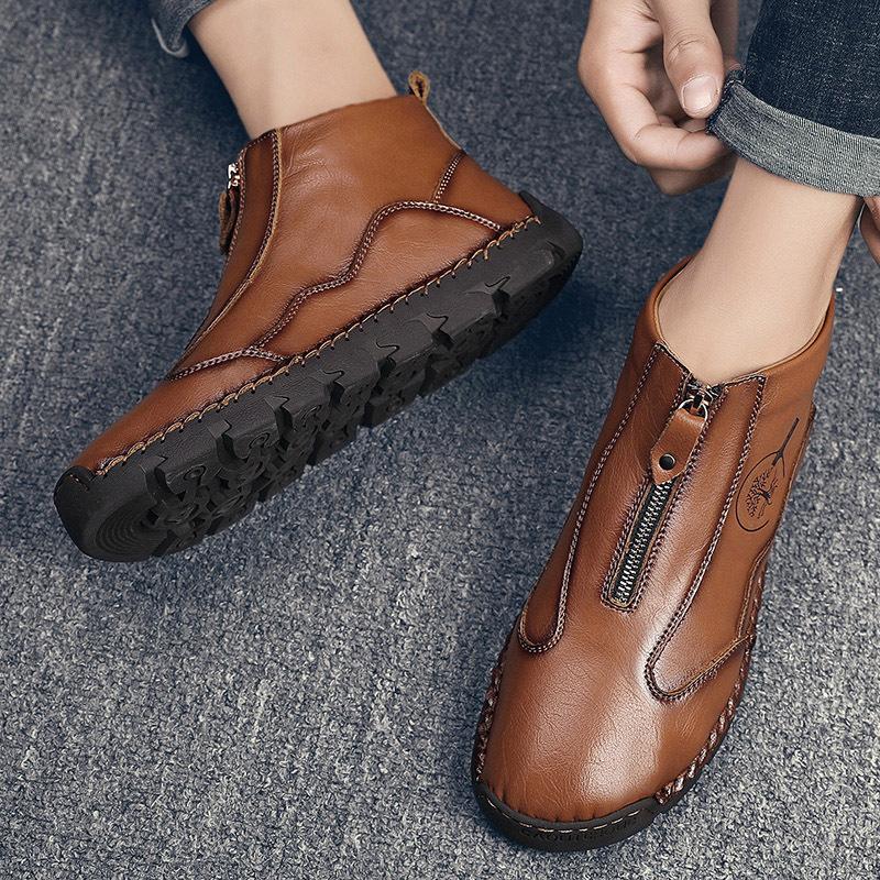 Autumn and Winter 2025 New Large Size Men's High-top Cotton Outdoor Martin Boots Genuine Leather Korean Version Handmade Warm Shoes