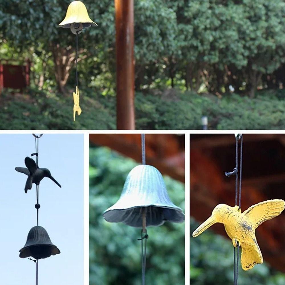 Hanging Hummingbird Cast Iron Bells Creative Metal Pendant Japanese Style Wind Chime  Room