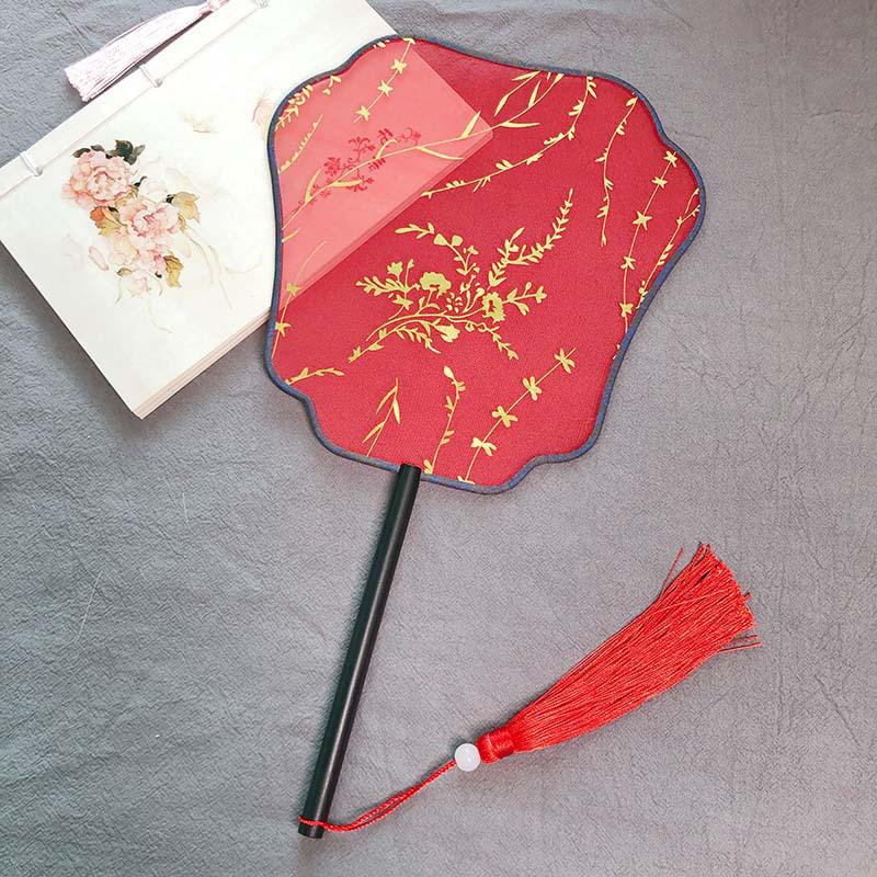 Chinese Wedding Red Fan Bronzing Bride Handheld Fan Handmade Photography Props Retro Chinese Style Home Decoration