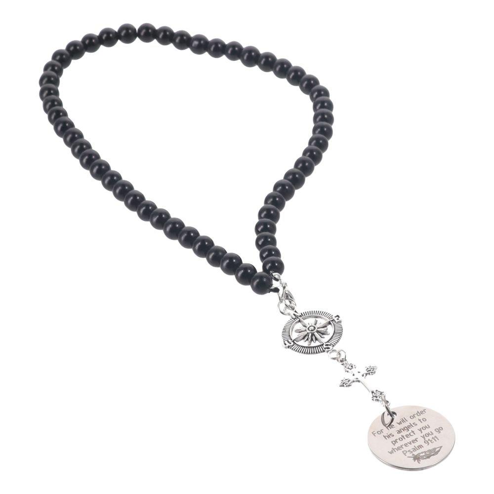 Alloy Cross Compass Car Charm Cross Shape Silver You Wherever You Will Go Car Rear View Mirror Ornament