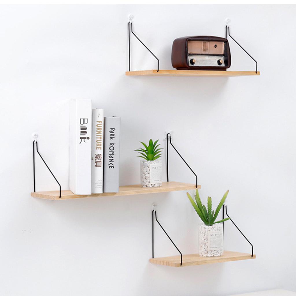 Floating Shelves Wall Mounted Wood Hanging Display Storage Beige S