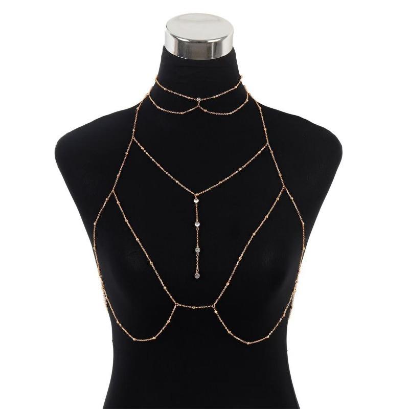Pure Desire Wind Chest Chain Body Chain Female Sexy Bikini Light Luxury Three-dimensional Clavicle Neck Chain Backless Sex Accessories
