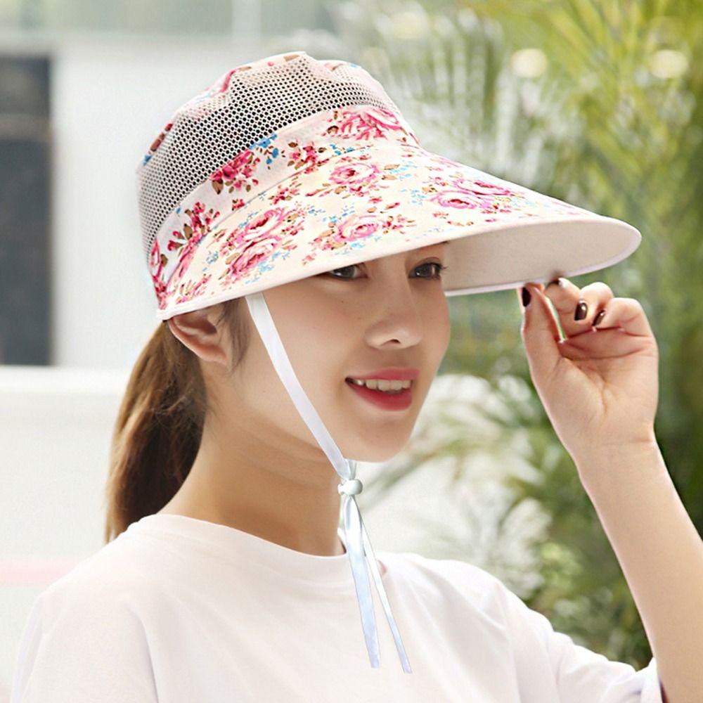 Wide Brim Summer Sun Hats Sun-shading Sun-protection Beach Cap Simple Printed Peaked Cap  Summer