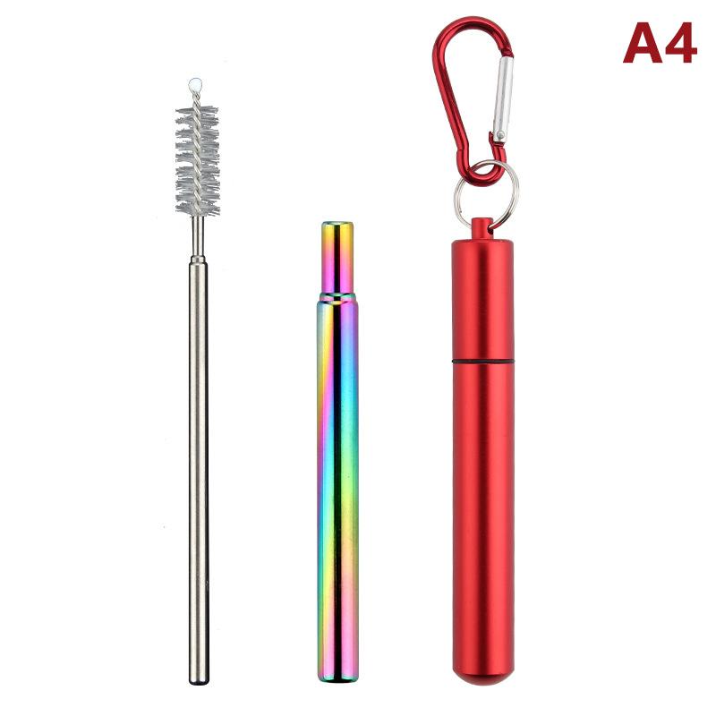 1/3Pcs Reusable Telescopic Straw 304 Stainless Steel Metal Straw With Cleaning Brush Portable Drinking Straw Set For Travel