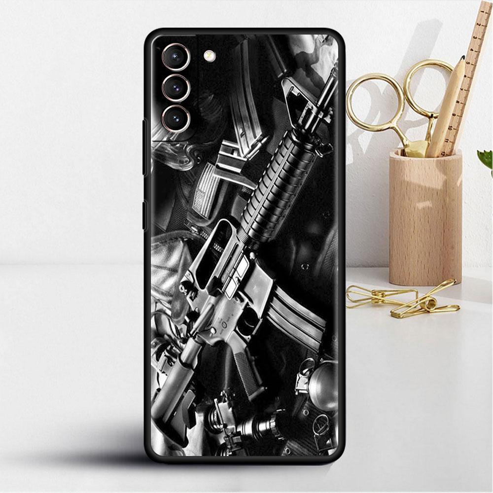 AK47 Handgun Gun BUllets Soft Case For Samsung Galaxy S22 S20 FE S21 S10 S9 Plus S8 Note 20 Ultra 10 Lite Phone Cover Shell