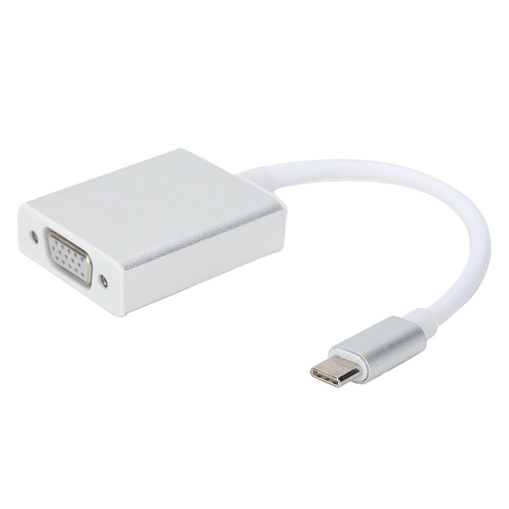 Adaptador TypeC a VGA plateado compacto convertidor macho a hembra compatible con OS X