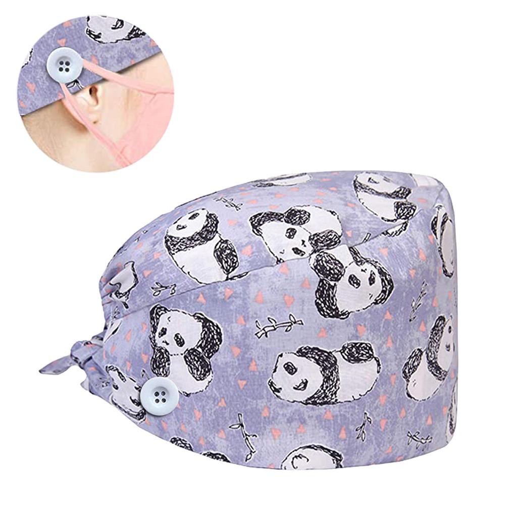  Scrub Cap With Buttons Bouffant Hat With Sweatband for Womens Mens