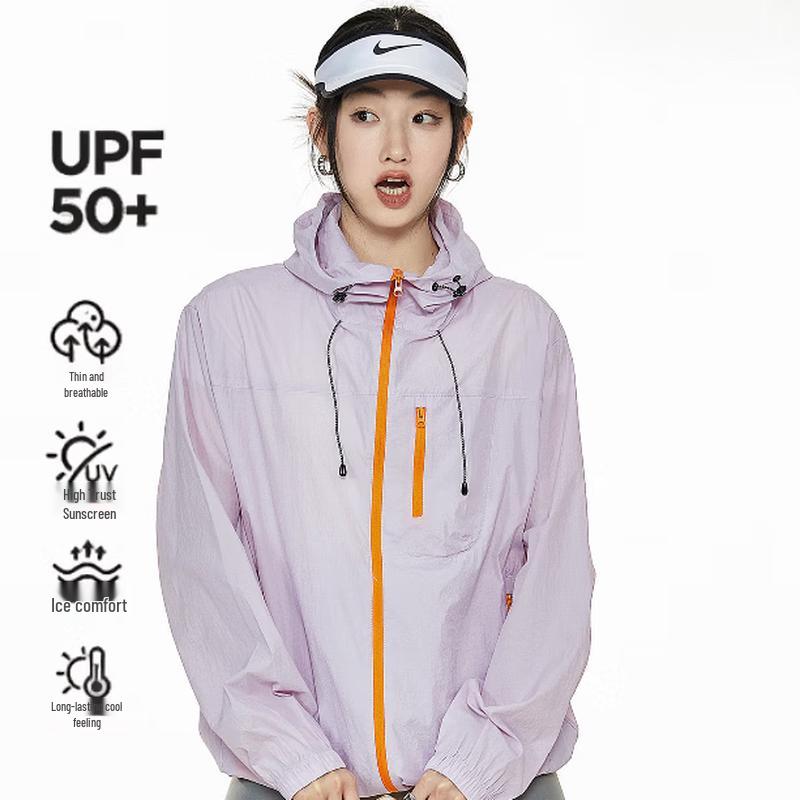 ICH MODE UPF50+ Women s Lightweight Hooded Colorblock Sun Protection Jacket L