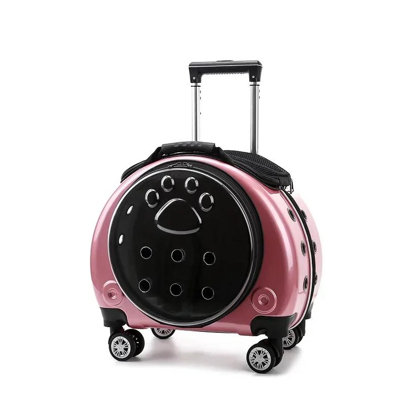 Tragbare Multifunktionale Haustier-Trolley-Box Sichtbare Transport-Katzenboxen Bequemer Transparenter Korb Reise-Tragetasche für Katzen