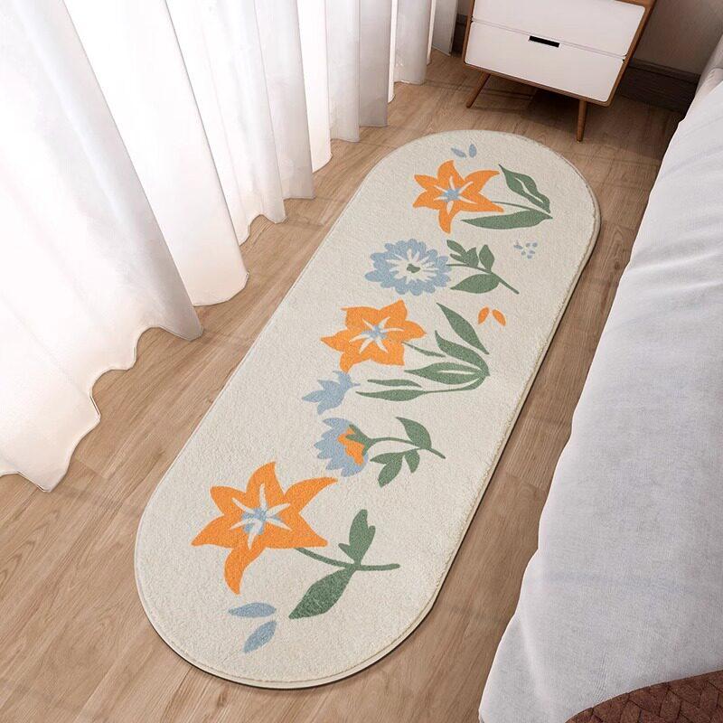 Flower Pattern Bedroom Decor Carpet Thick Plush Carpets for Living Room Fluffy Soft Bedside Floor Mat Simple Style Cloakroom Rug