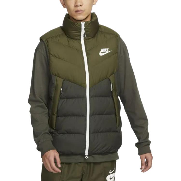 Nike Down Vests Men's Green Stand Collar Moderate DV0757-326