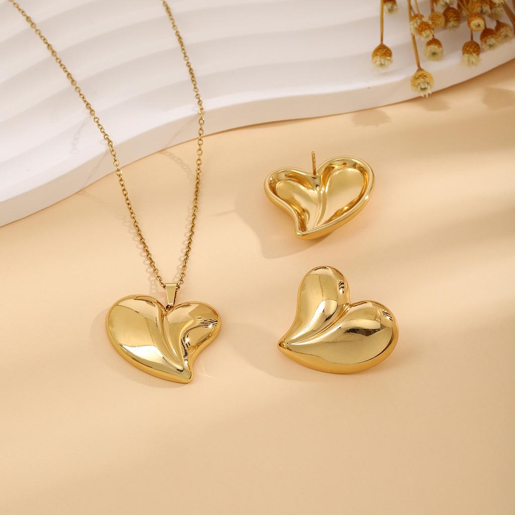 European and American Exquisite Irregular Luxury Creative Polygon Geometric Leaf Texture Flower Love Earrings Necklace Set