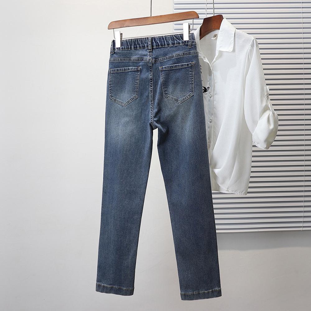 Dimanaf 2024 Plus Size Ženy Džíny Kalhoty Denim Dámské Tužka Elastické Basic Modré Kalhoty s vysokým pasem Oversize Móda Nové Kalhoty